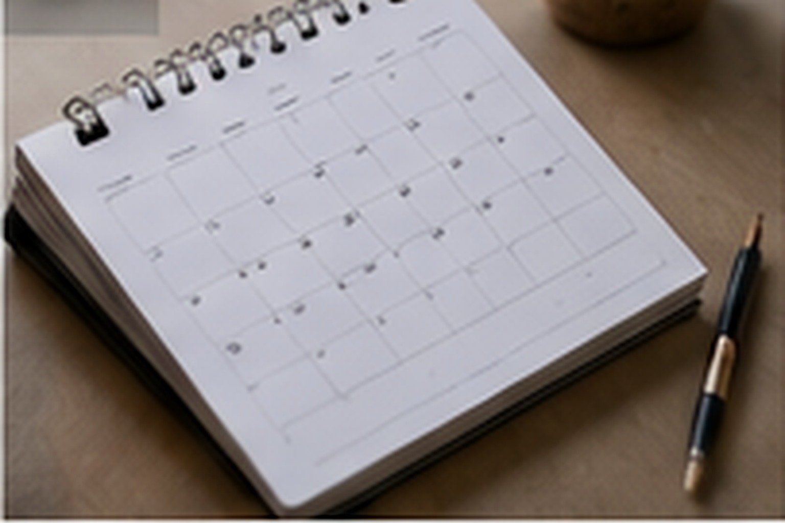 Business laptop with a simple calendar showing a three month project period, professional minimal workspace, no text.
